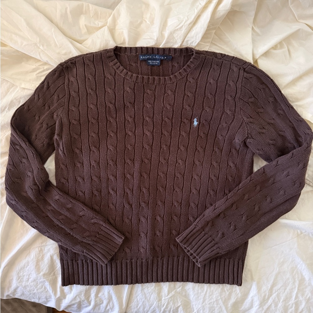 Ralph Lauren Brown Cable Knit Sweater for Women